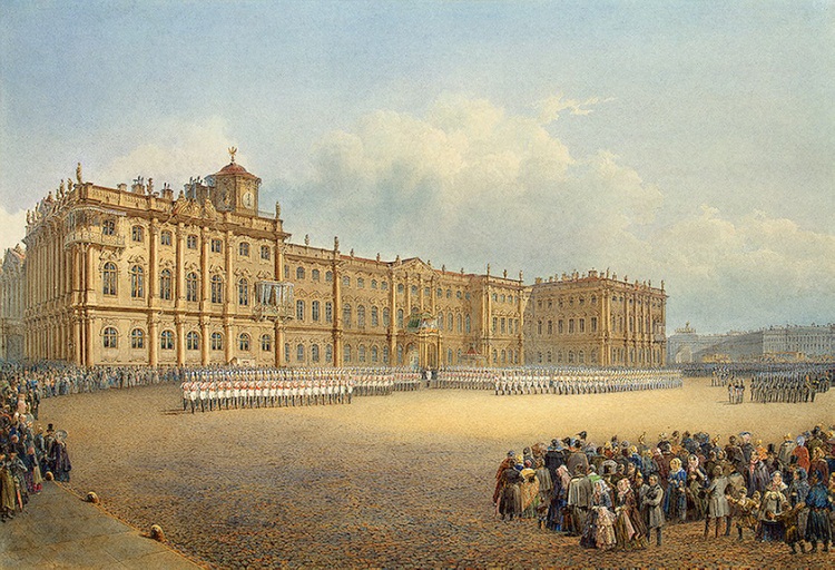 "Вид Зимнего дворца со стороны Адмиралтейства. Развод караула", 1839